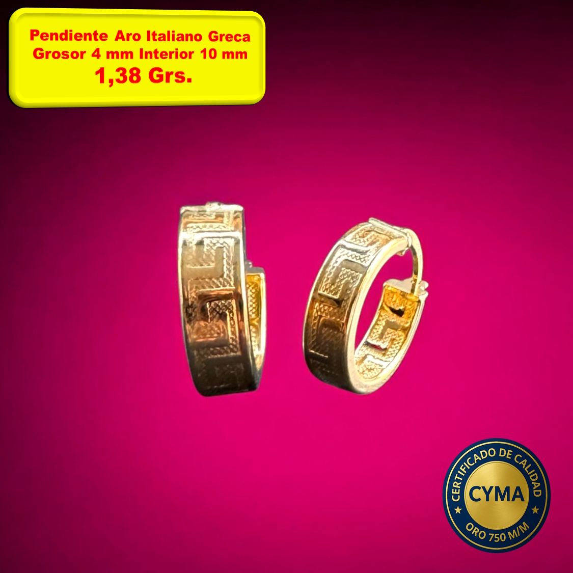 PENDIENTE ARO  18 Kilates