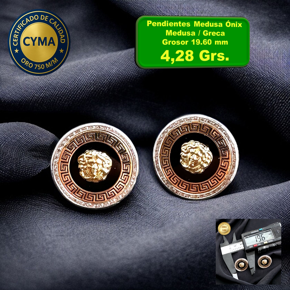 PENDIENTE MEDUSA ÓNIX