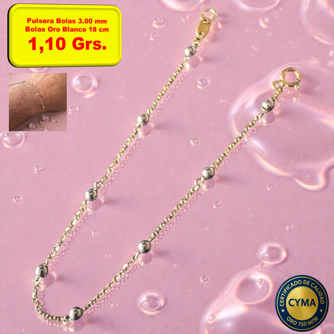 PULSERA BOLAS BICOLOR